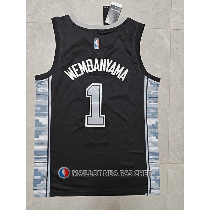 Maillot San Antonio Spurs Victor Wembanyama NO 1 Statement 2022-23 Noir